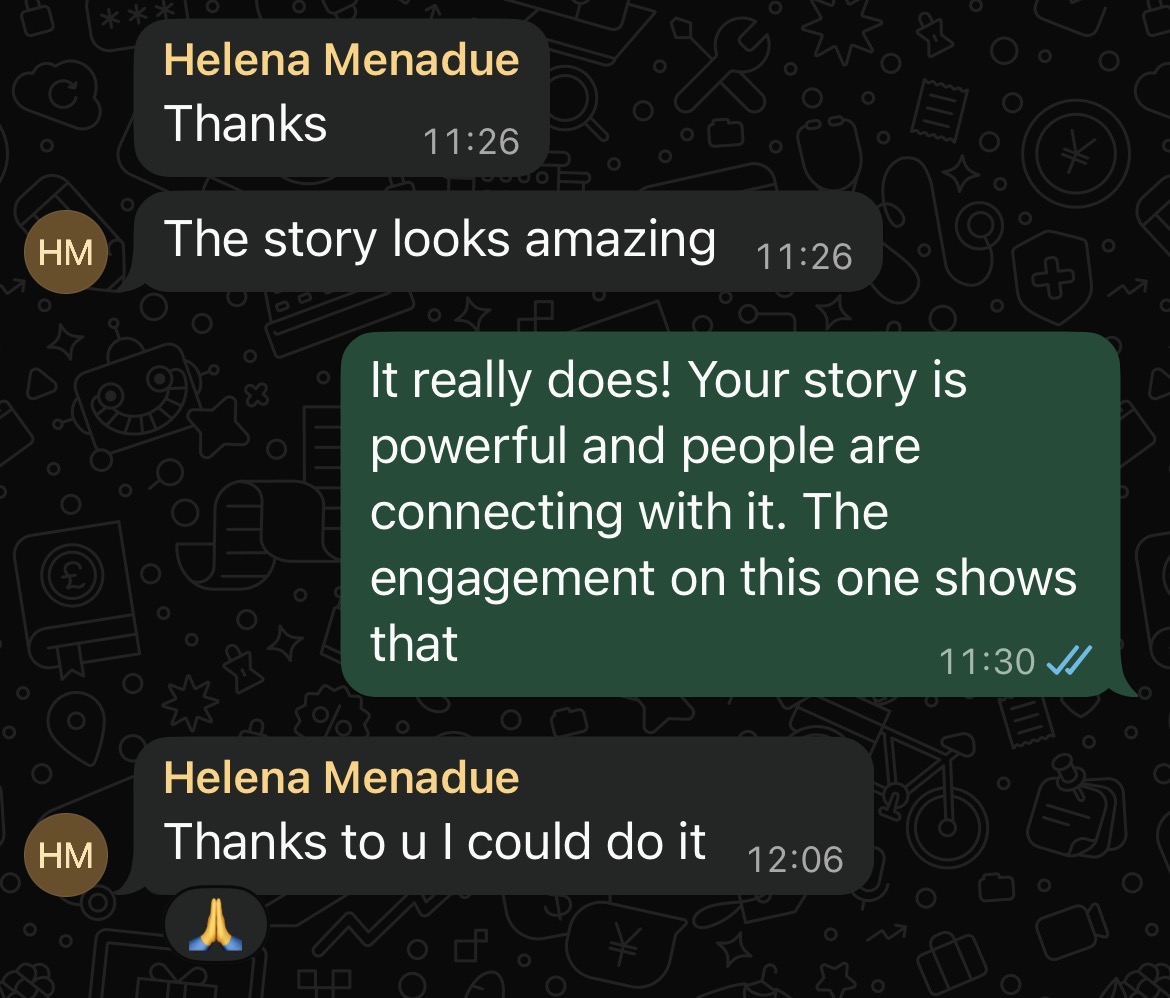 A SIMPLE THANK YOU
FROM A CLIENT WHOSE STORY LANDED